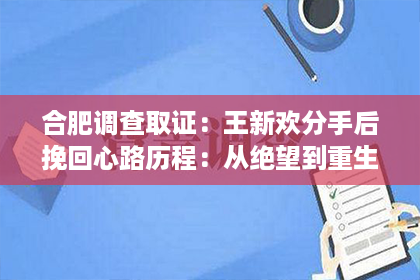 合肥调查取证：王新欢分手后挽回心路历程：从绝望到重生的真实故事