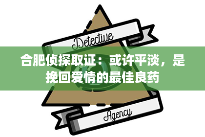 合肥侦探取证：或许平淡，是挽回爱情的最佳良药