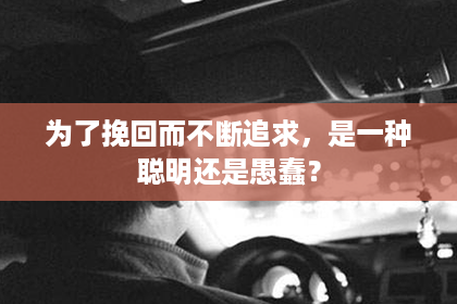 为了挽回而不断追求，是一种聪明还是愚蠢？